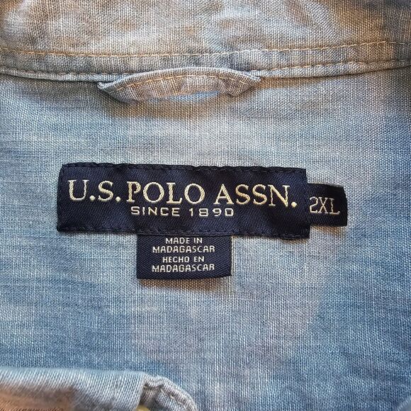 U.S. Polo Assn. Denim Men's Button Up Jean Shirt 100% Cotton sz 2XL - Picture 3 of 8